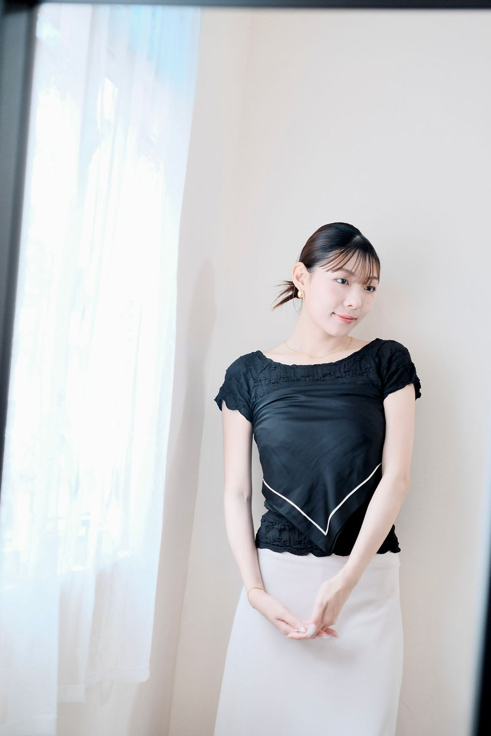 縮圖：Quinn black pattern blouse 