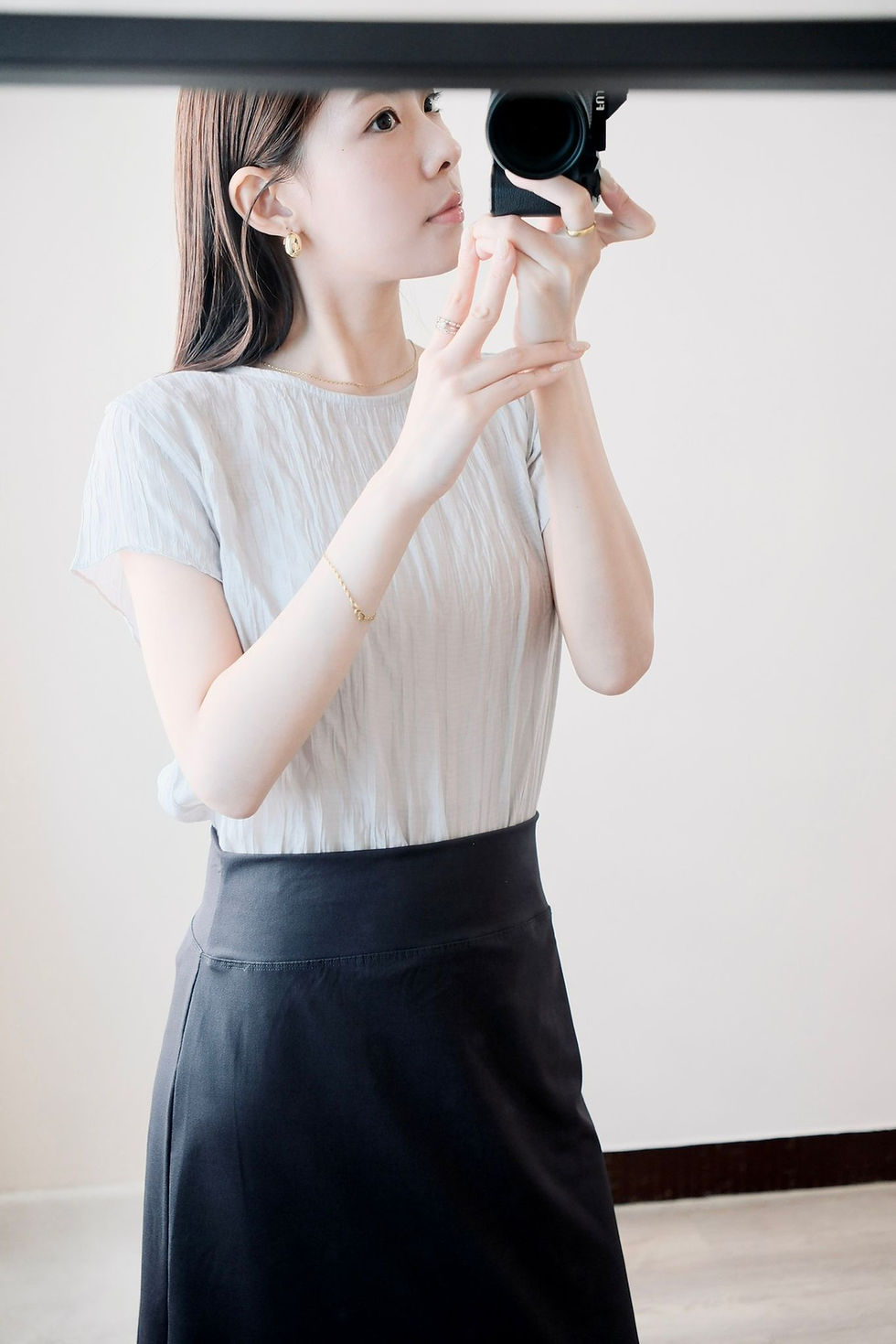 縮圖：Sage gray wrinkled blouse