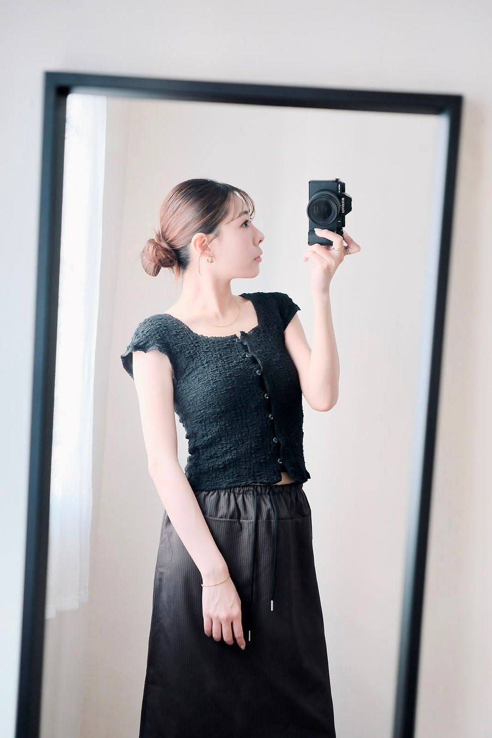 縮圖：Yuna white textured blouse
