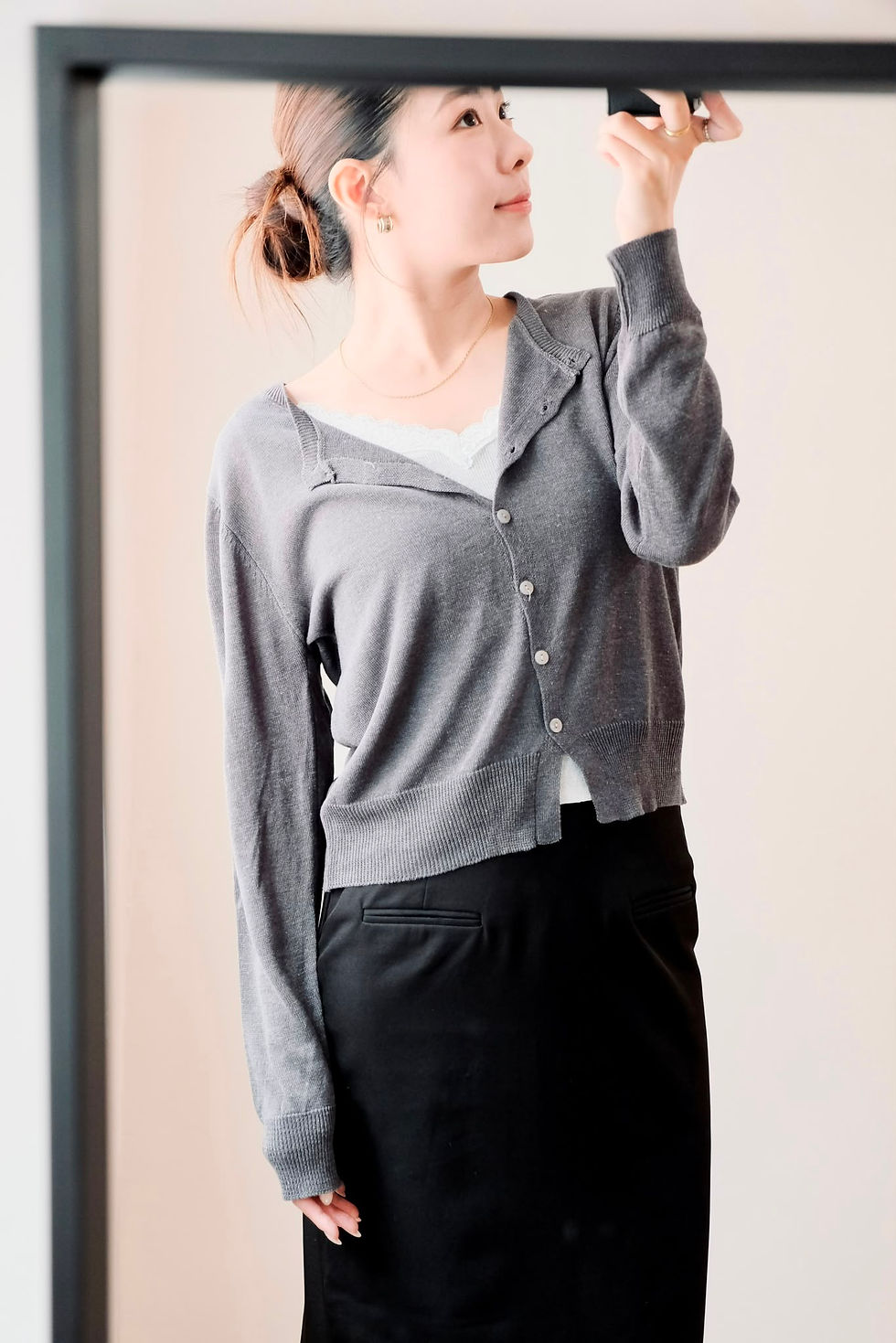 縮圖：Lace layered grey cardigan