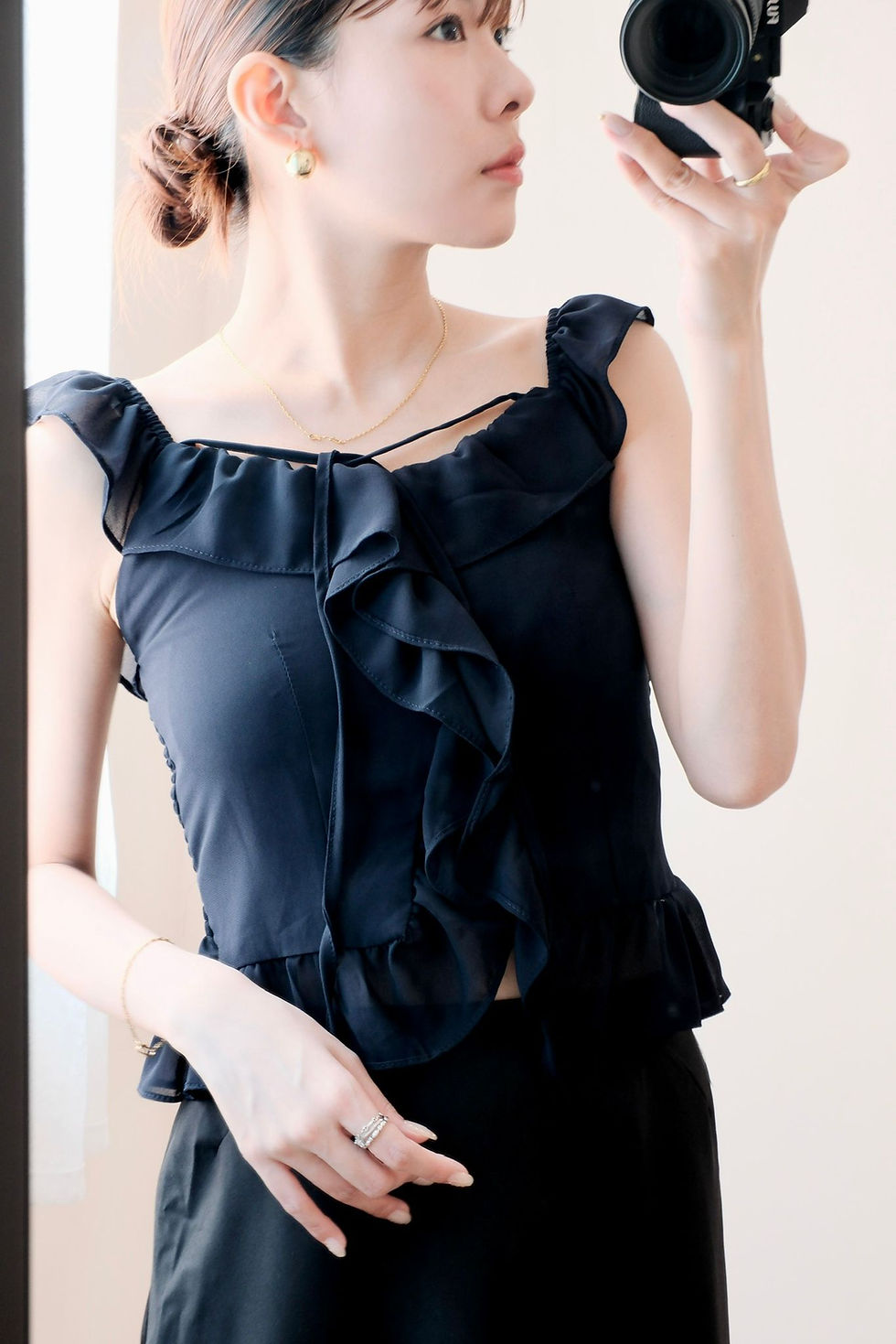 縮圖：Macie navy faye chiffon blouse