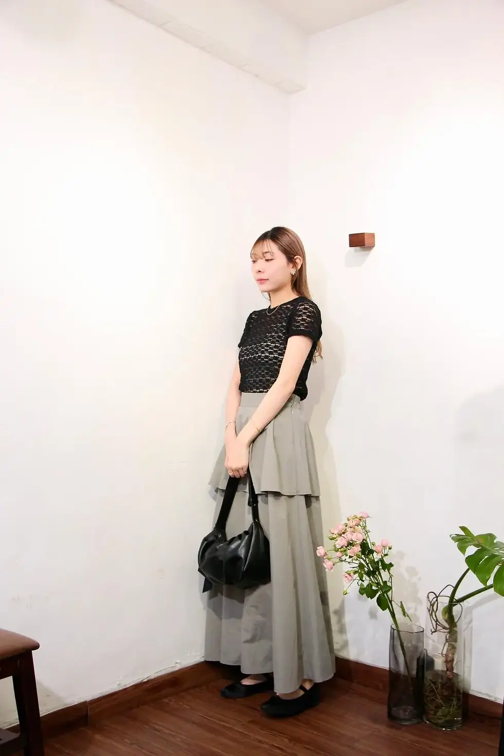 縮圖：Black 2ways croissant bag