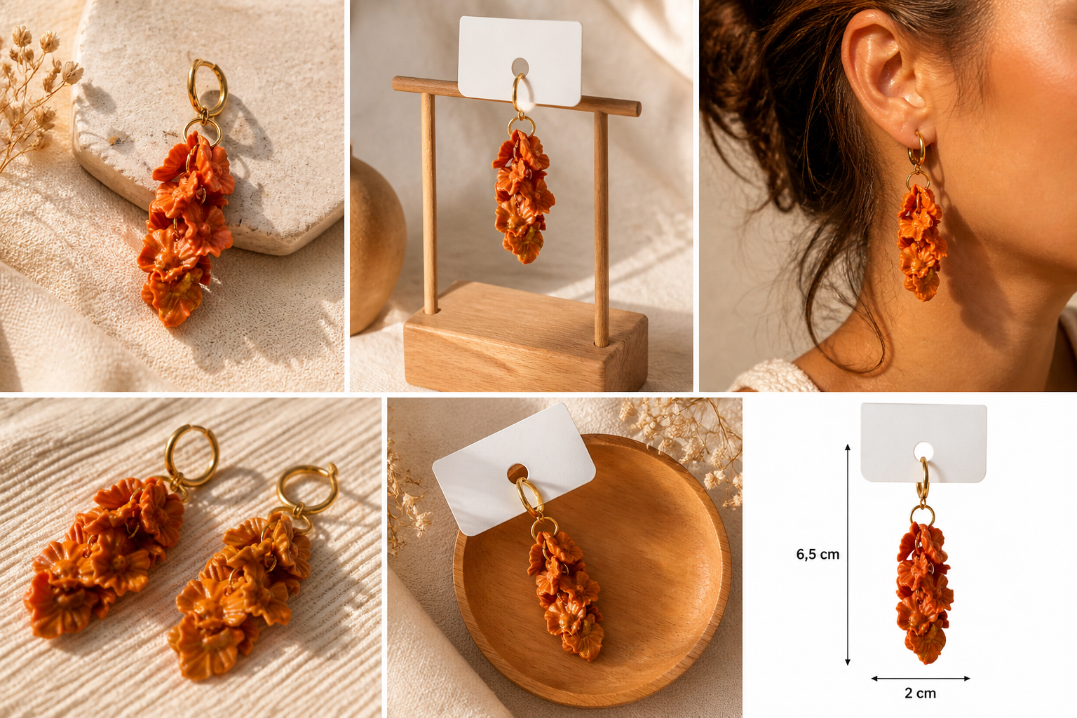 Boucles d’oreilles pâte fimo Alyssa – fait main | Côte d’Azur