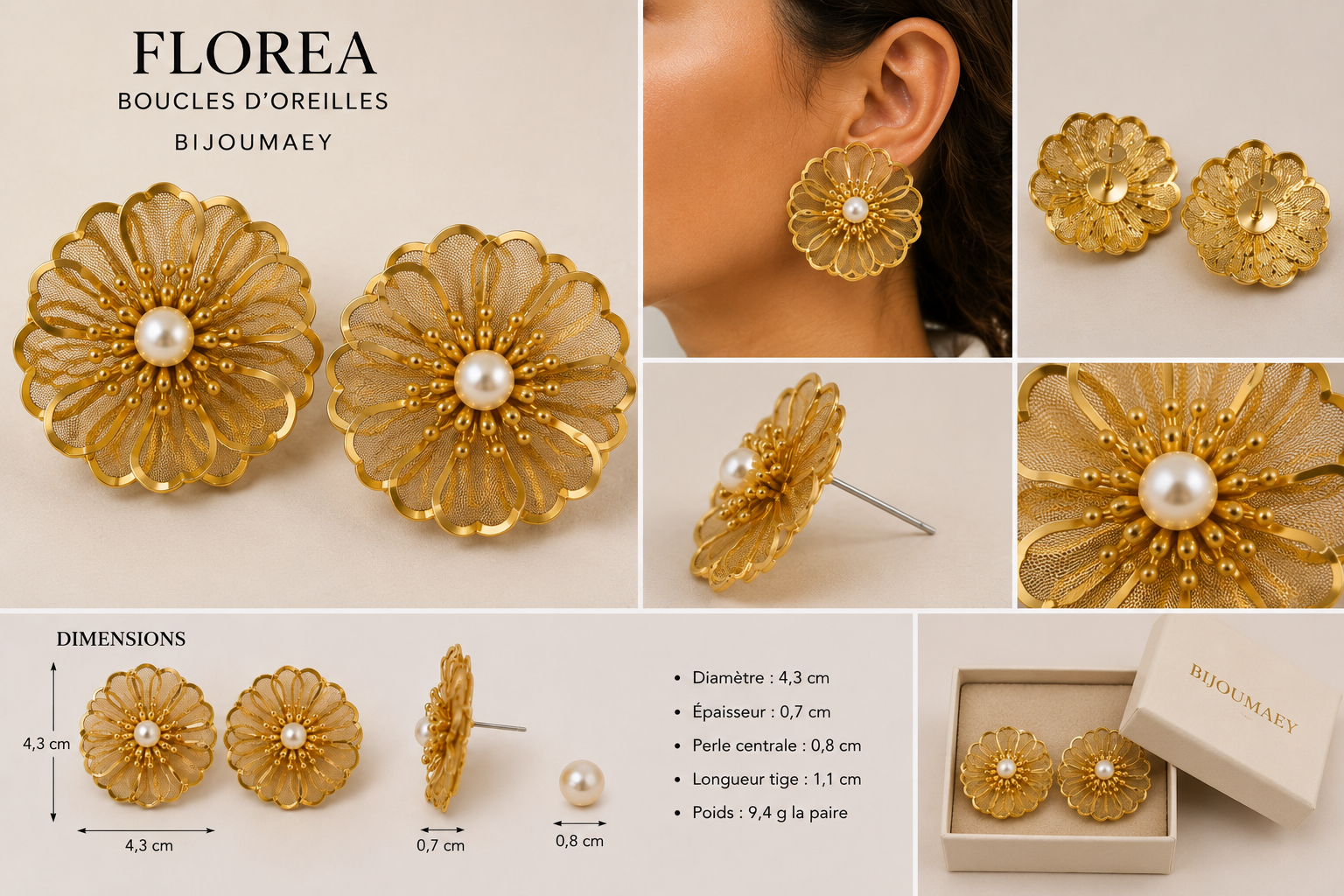 Boucles d’oreilles acier inoxydable Florea – fait main | Côte d’Azur