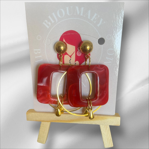 Boucles d'Oreilles Résine "Mia" - Style Bohème Chic Artisanal