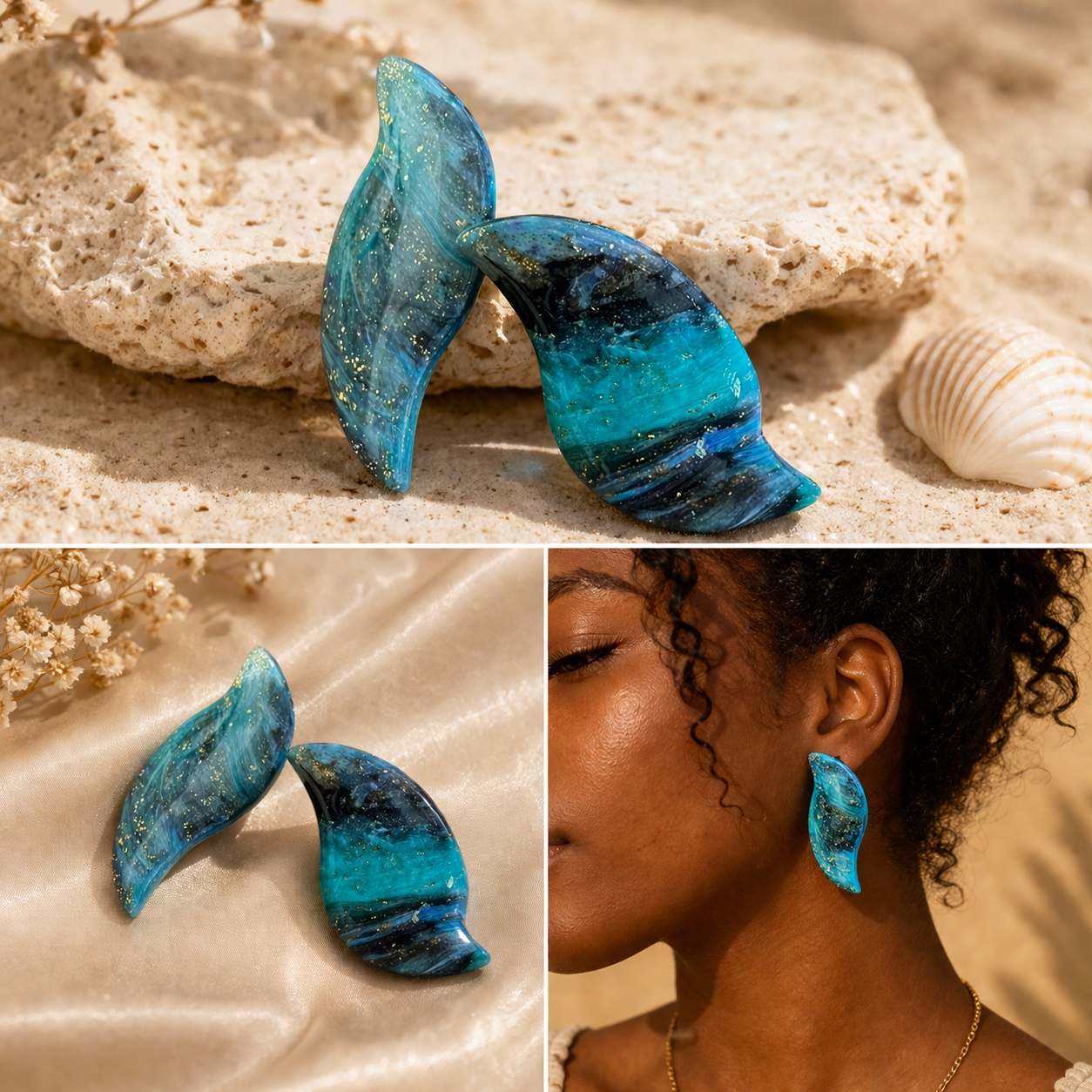 Boucles d’oreilles pâte fimo Guéttian fait main | Côte d’Azur