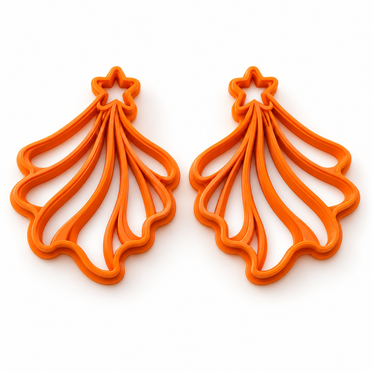 Éventail de réveillon — Collection Noël : deux emporte-pièces orange en miroir, gauche et droite