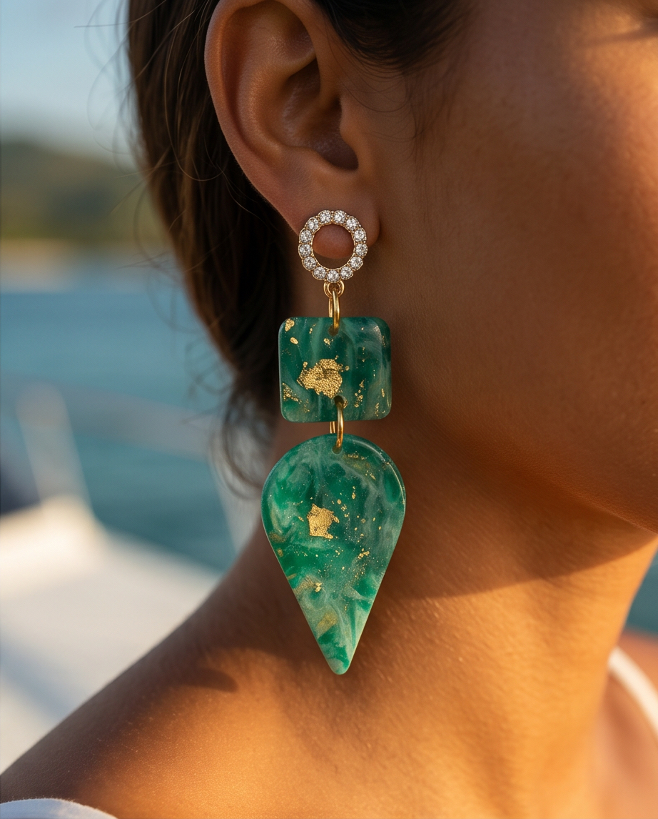 Boucles d’oreilles pâte fimo Azura – fait main | Côte d’Azur
