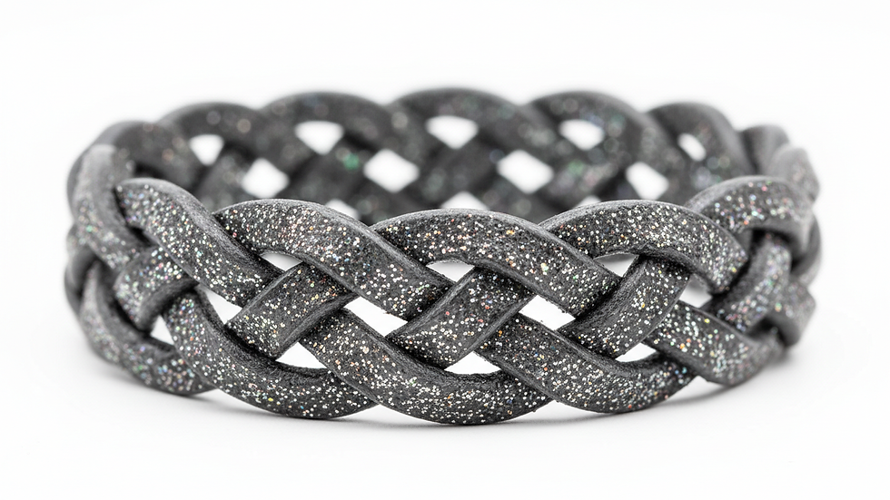 Vue rapprochée d’un bracelet en cuir tressé artisanal