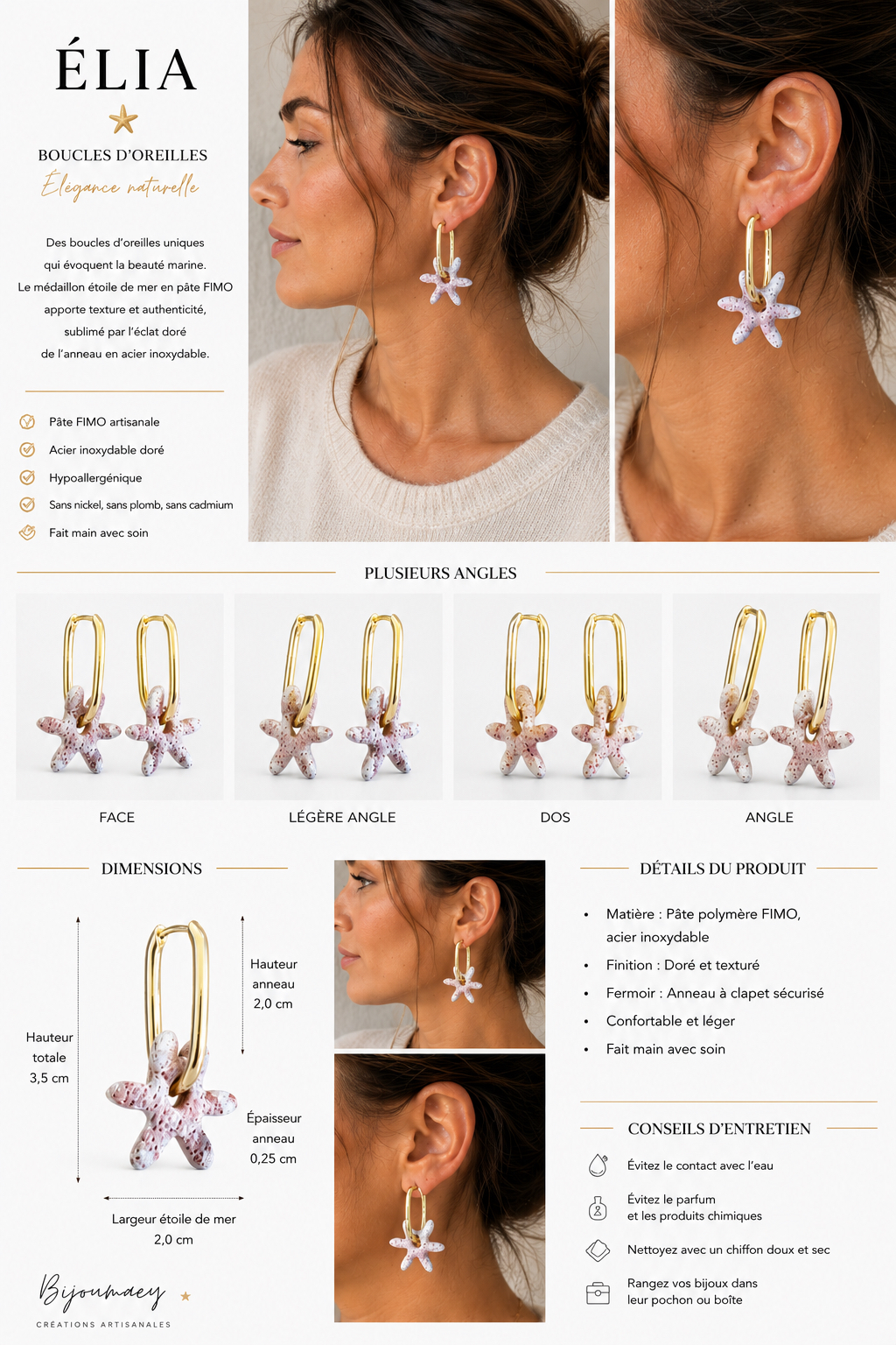 Boucles d’Oreilles Elia – fait main | Côte d’Azur