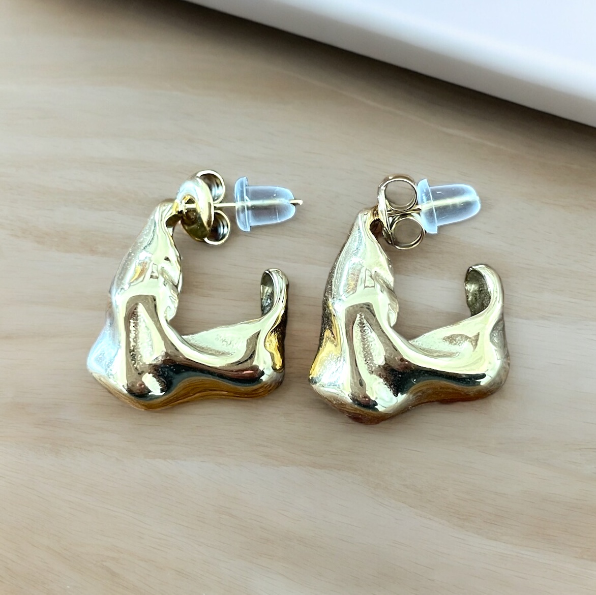 Boucles d’oreilles acier inoxydable martelée Clara – fait main | Côte d’Azur