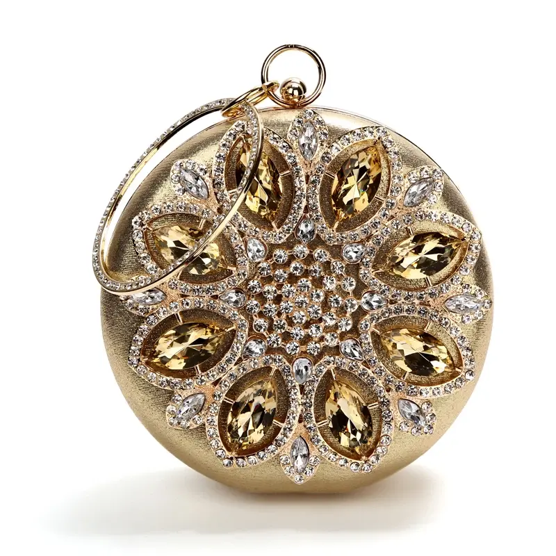 Thumbnail: Baptism Center Luxury Green Rhinestone Round Clutch – Crystal Evening & Wedding