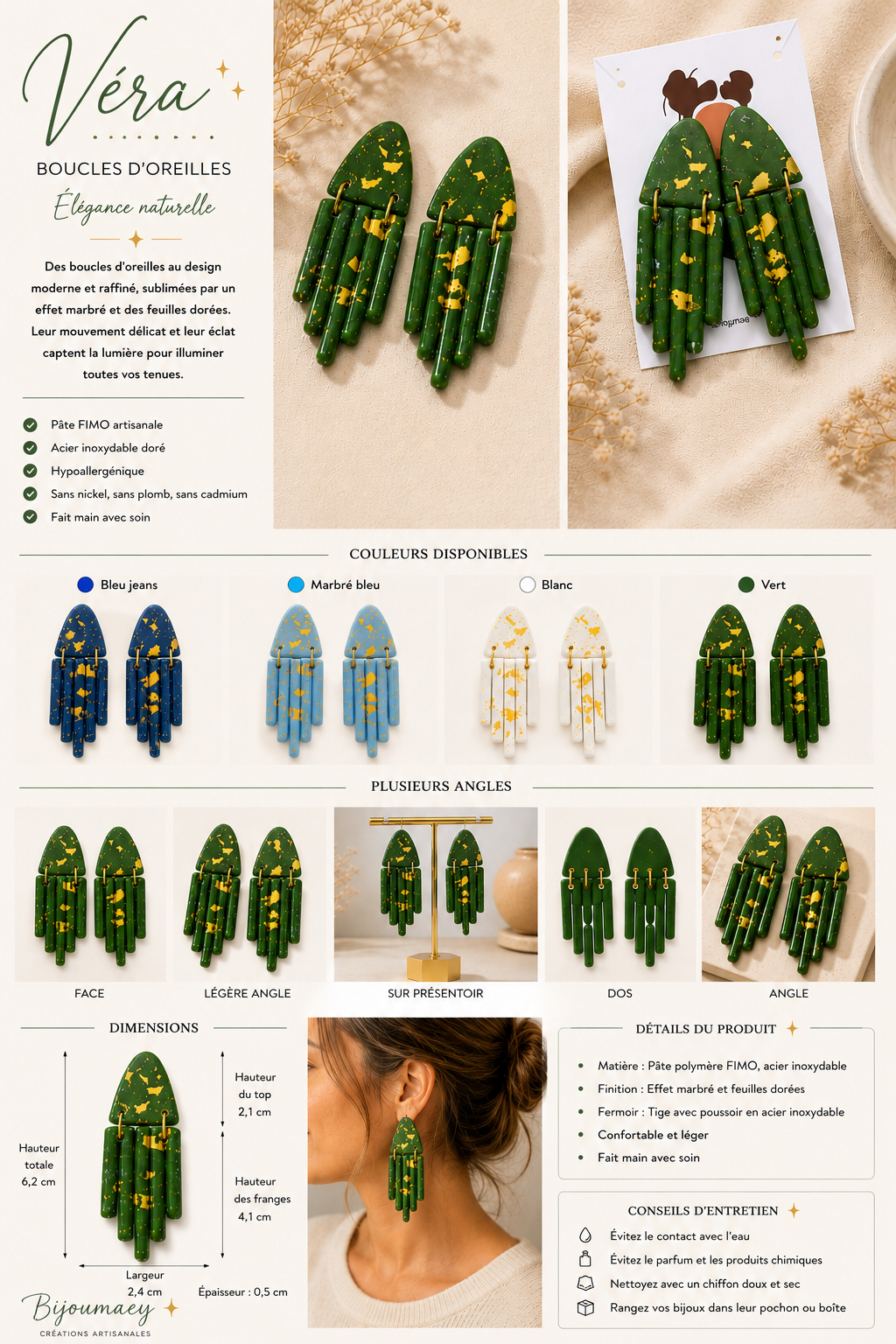 Boucles d’oreilles Vera – fait main | Côte d’Azur