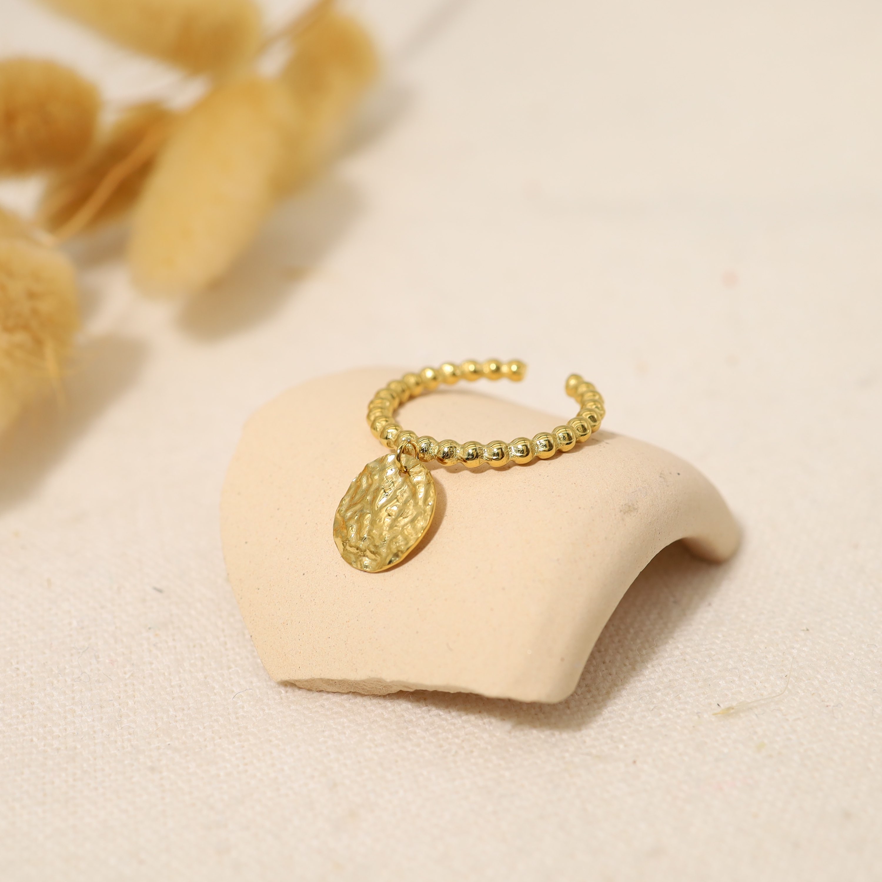 Bague acier inoxydable Réglable avec Breloque "Laura" – fait main | Côte d’Azur