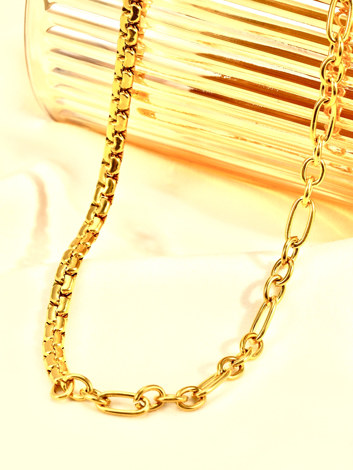 Collier acier inoxydable asymétrique doré Diva – fait main | Côte d’Azur