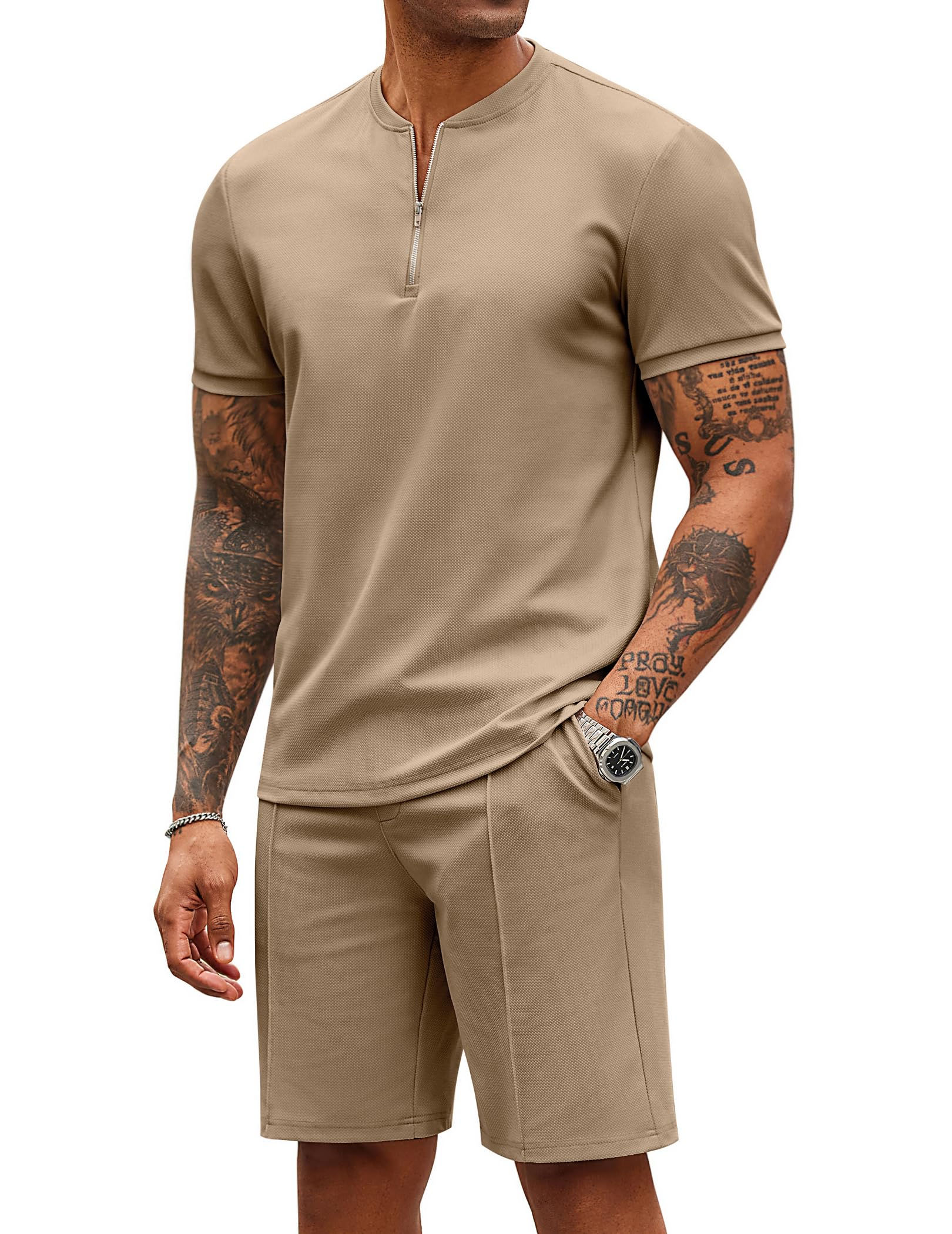 Men’s Quarter-Zip Polo Short Set