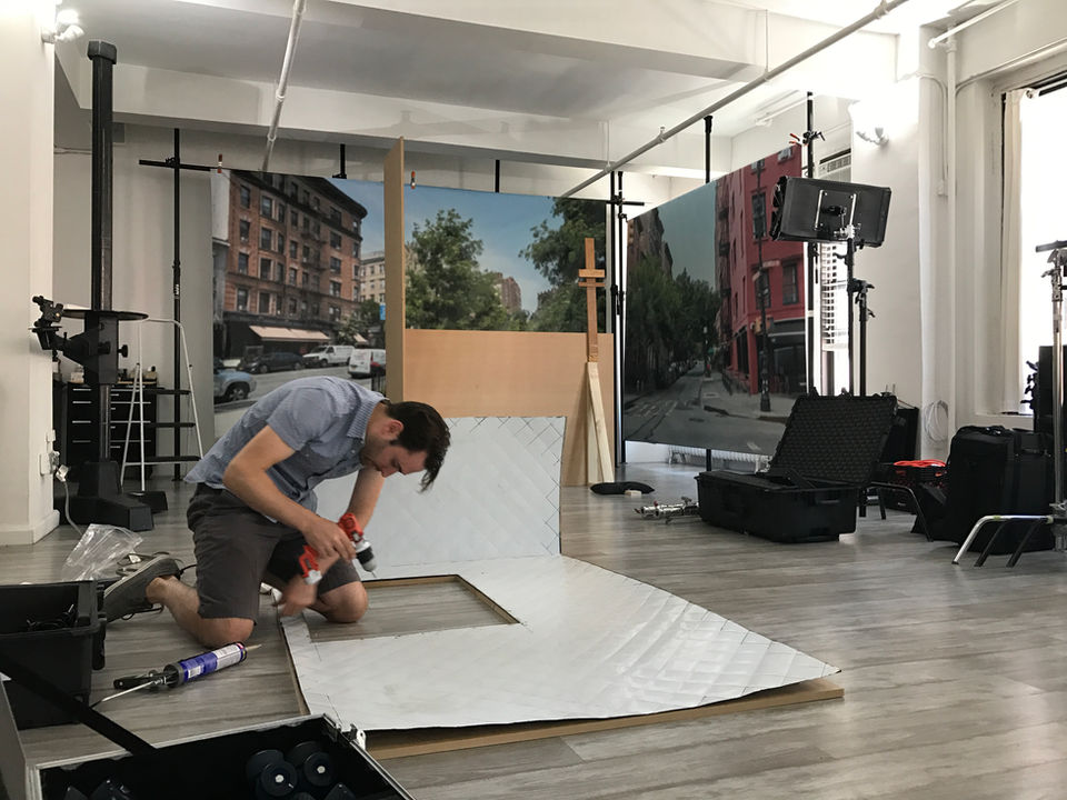 Marshall Troy building film set for Food Network Commercial