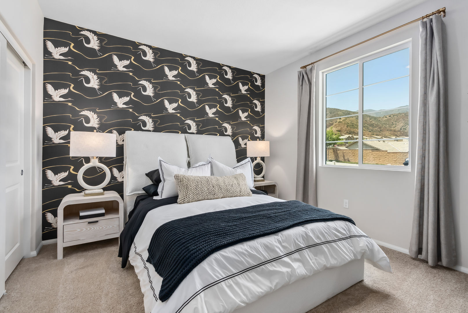 Beautiful bedroom shot of an AirBnB rental property