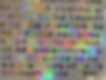 Details Laure Molina's artwork, rainbow and iridescent writtting