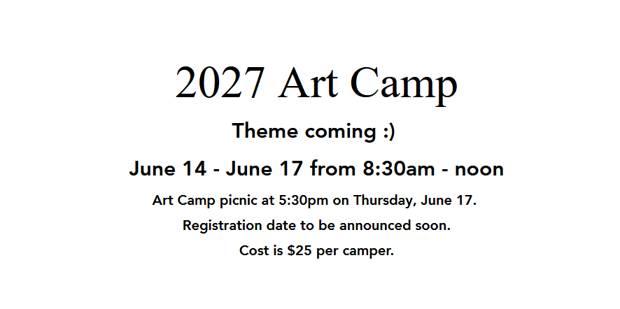 2027 Art Camp Dates