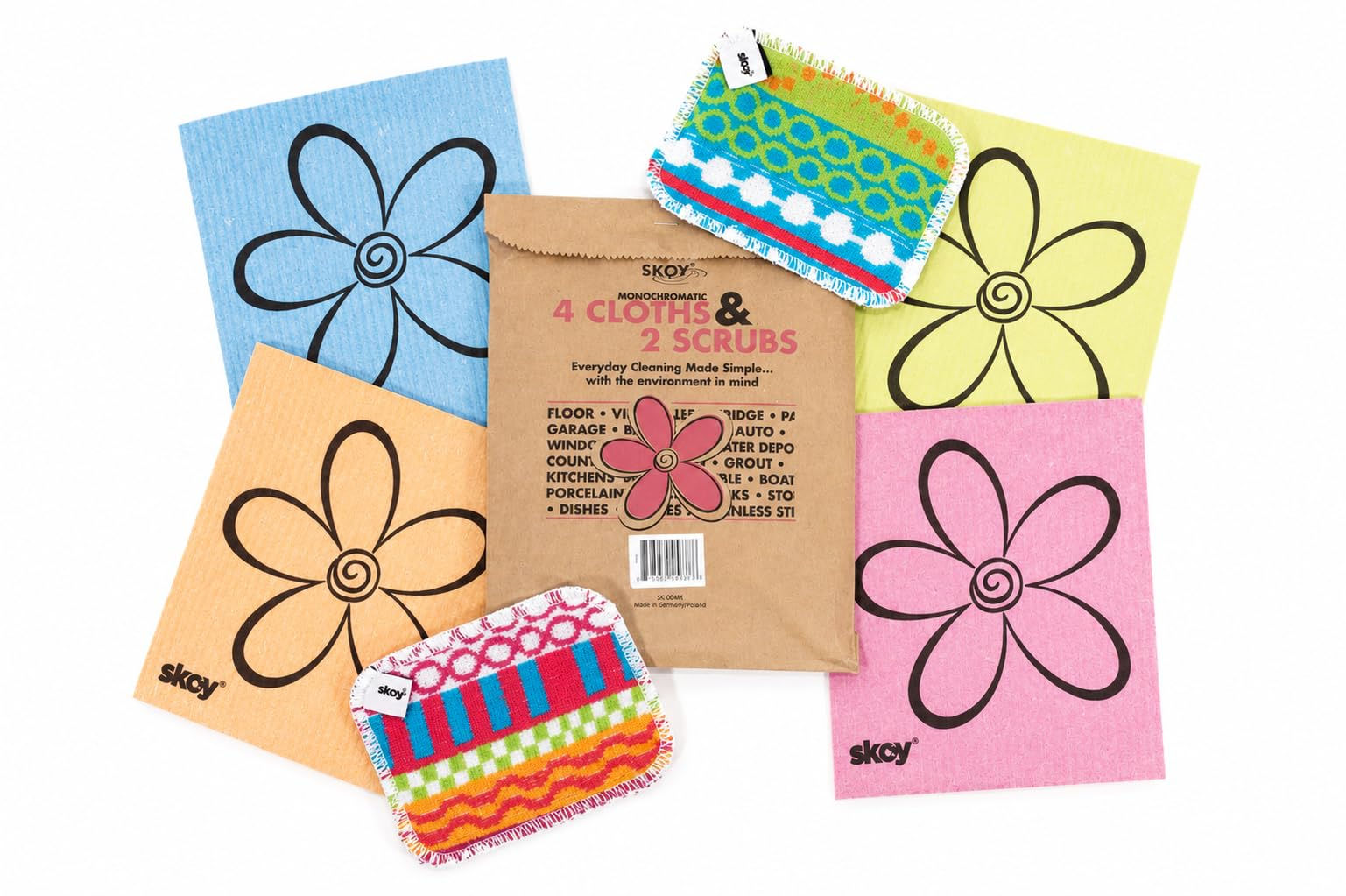 Skoy Bundle, 2-Pack Scrub, and 4-Pack Swedish Dishcloth, Reusable Cleaning Pr...