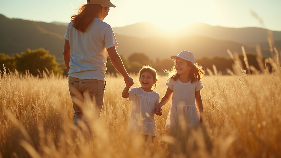Vista de una familia feliz disfrutando de un día al aire libre