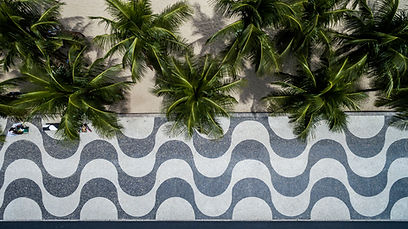 Top View of Copacabana beach with mosaic of sidewalk in Rio de Janeiro. Brazil.jpg