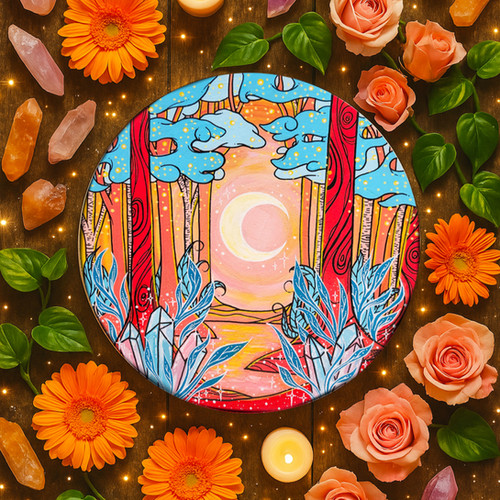 Red Sunset Magical Forest Painting | Anna Lune Art
