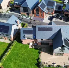 solar panels on multiple house roofs 