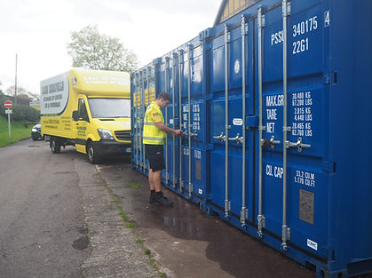 Removal van and storage containers