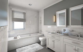 Modern bathroom with white tiles