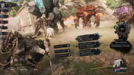 Combat interface and command menu during battle