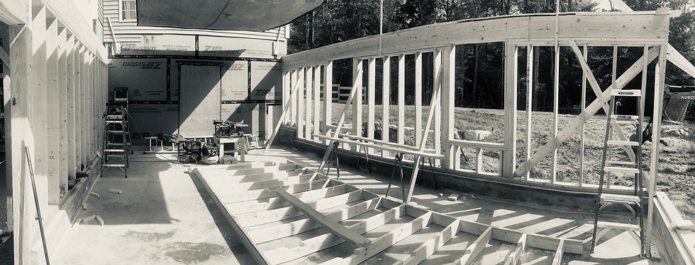 Addition in Concord, NH's frame almost fully standing.