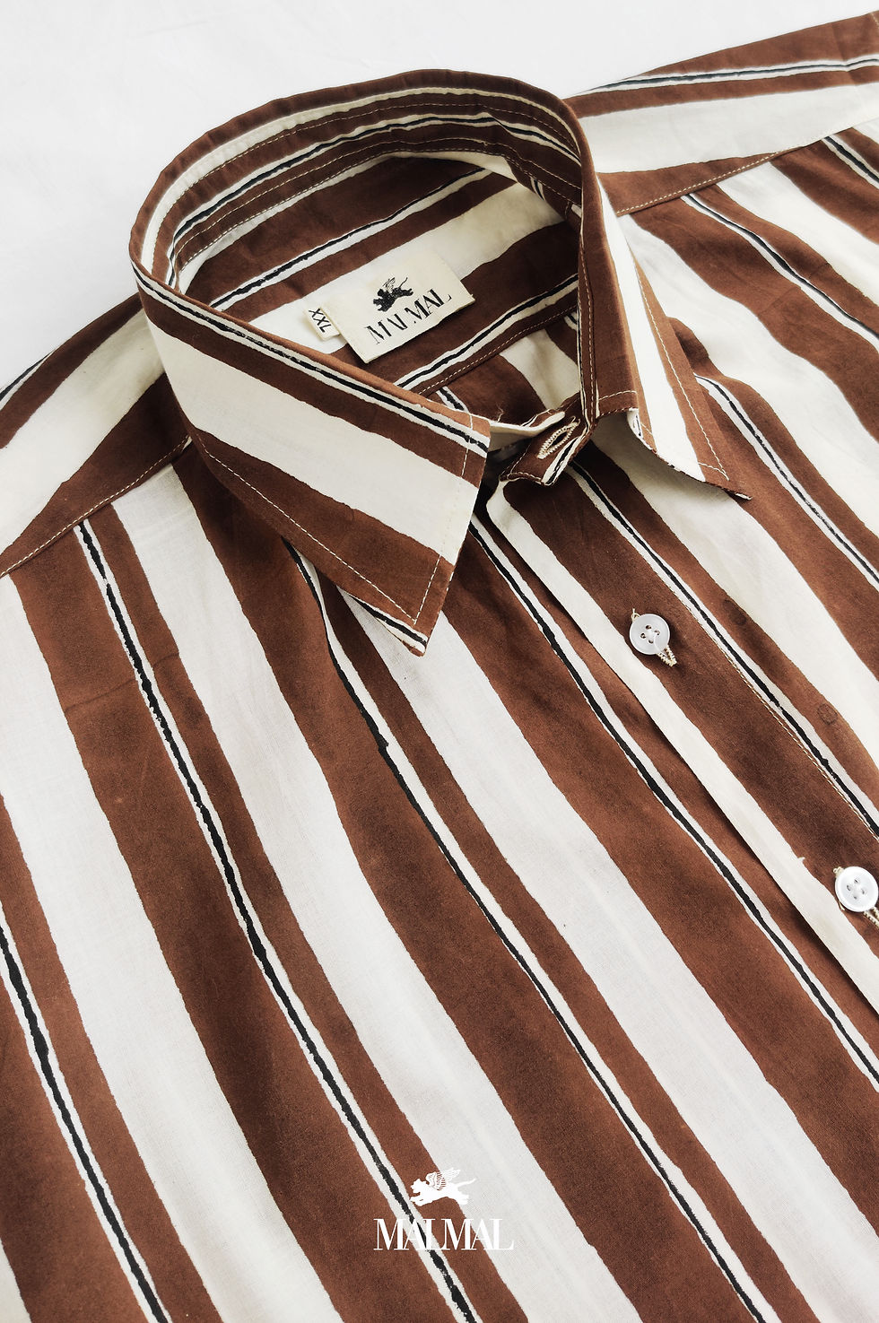 Sand Stripes Block Printed Half Sleeves Shirt