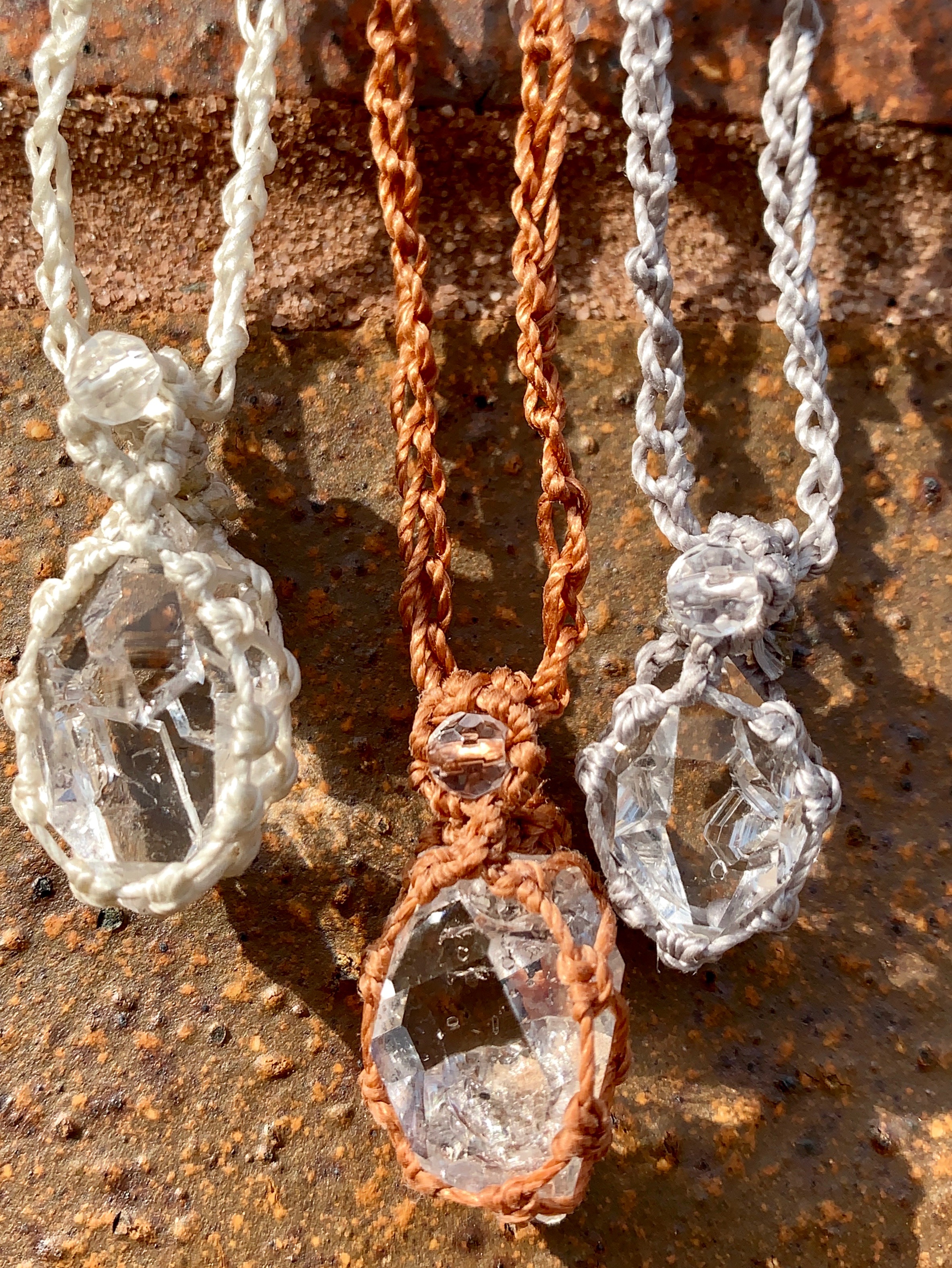 Herkimer Quartz Macrame Pendant