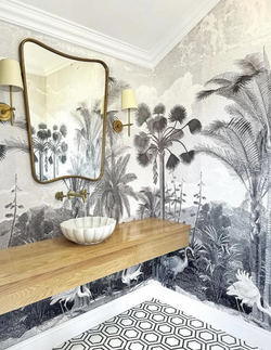 Milton & King South Asian Subcontinent, black and white palm tree inspired wallpaper