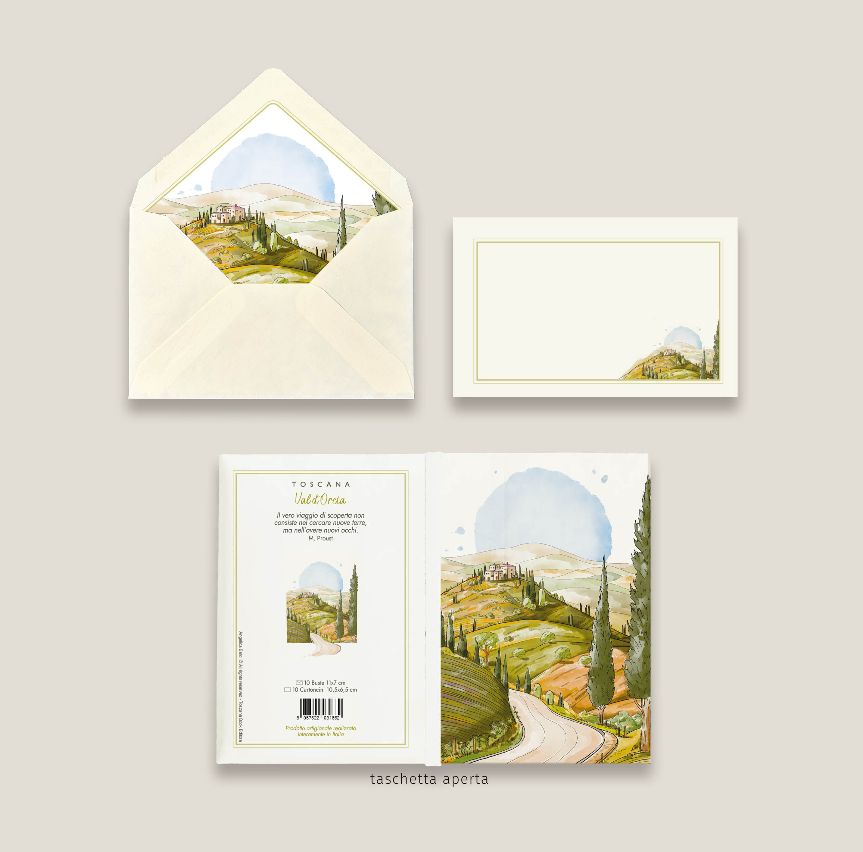 Set 10 Buste e 10 Biglietti - Toscana - Val d'Orcia