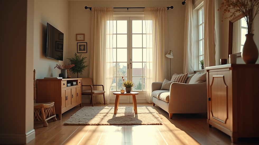 Eye-level view of a cozy home environment with a welcoming atmosphere