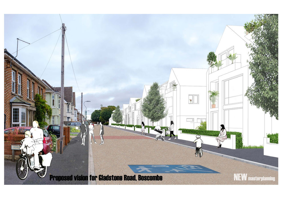 Boscombe town centre Dorset Gladstone Road photomontage
