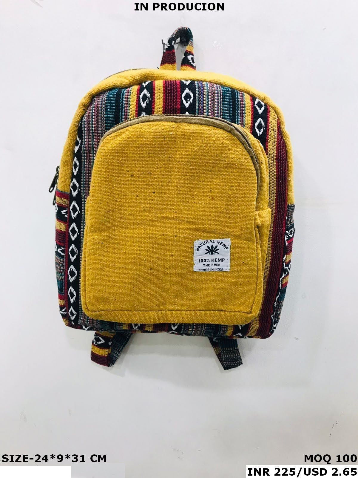 Handcrafted Hemp Cotton Backpack – Zero Waste Market Bag