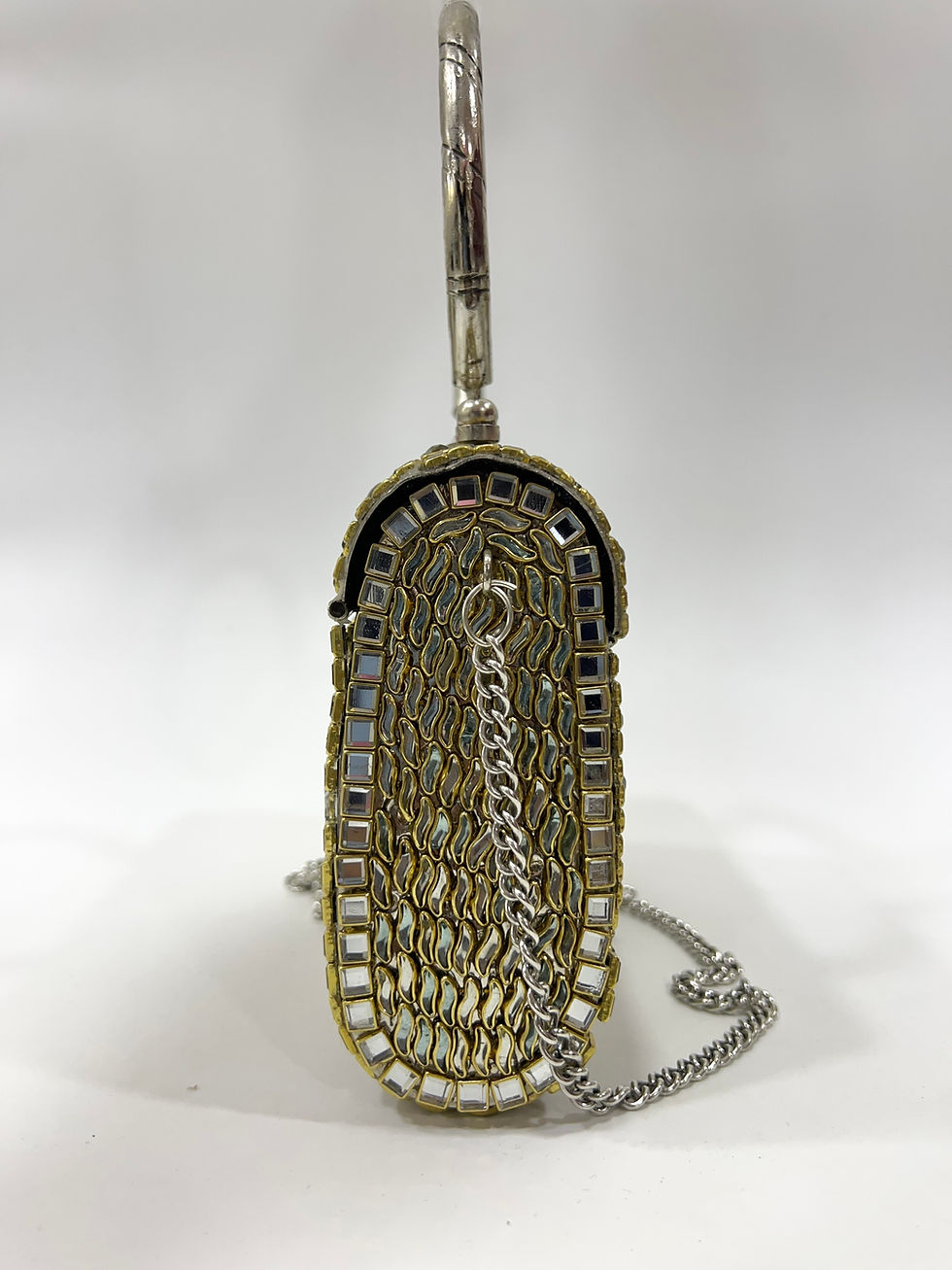 Thumbnail: Classic Glow Brass Kundan Handbag
