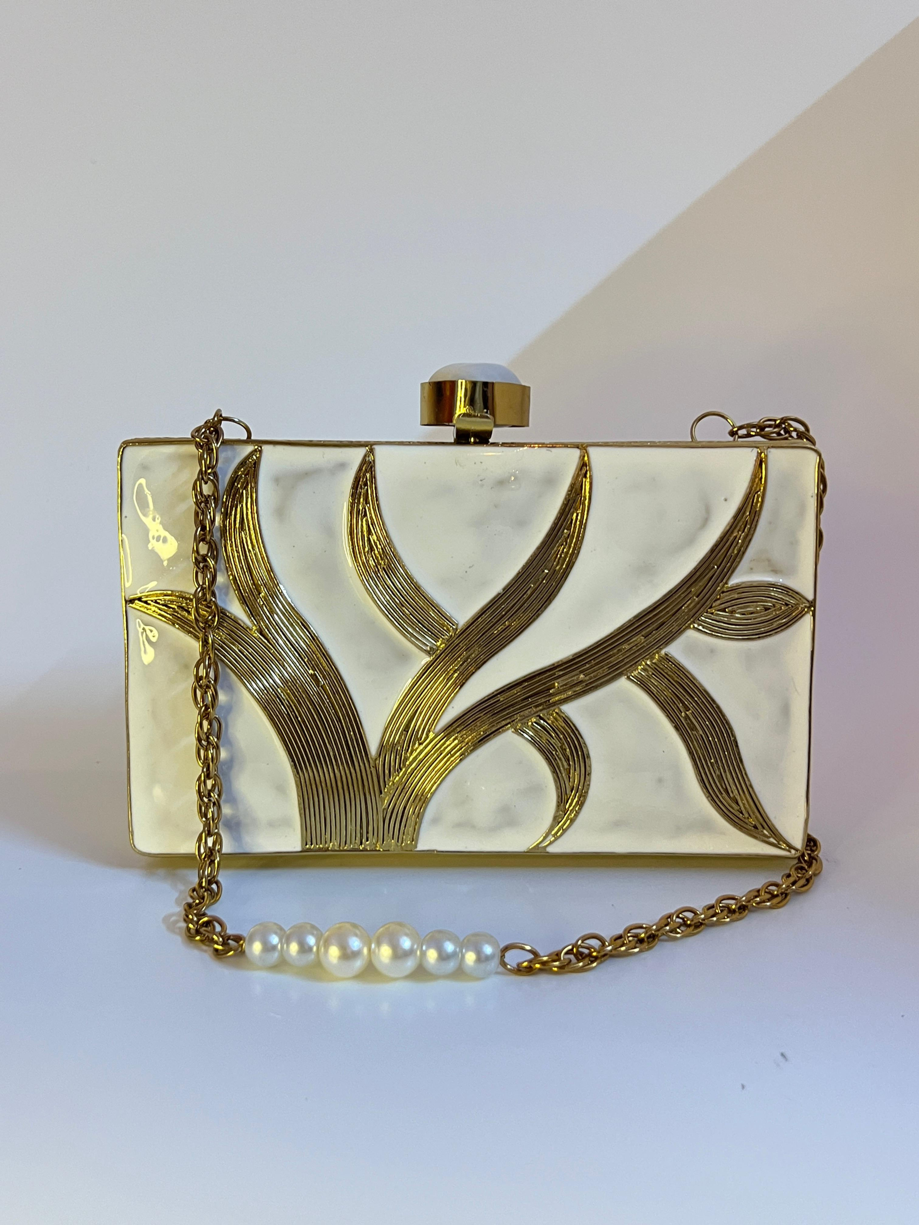 Luxury Handmade Brass Pearl Evening Clutch
