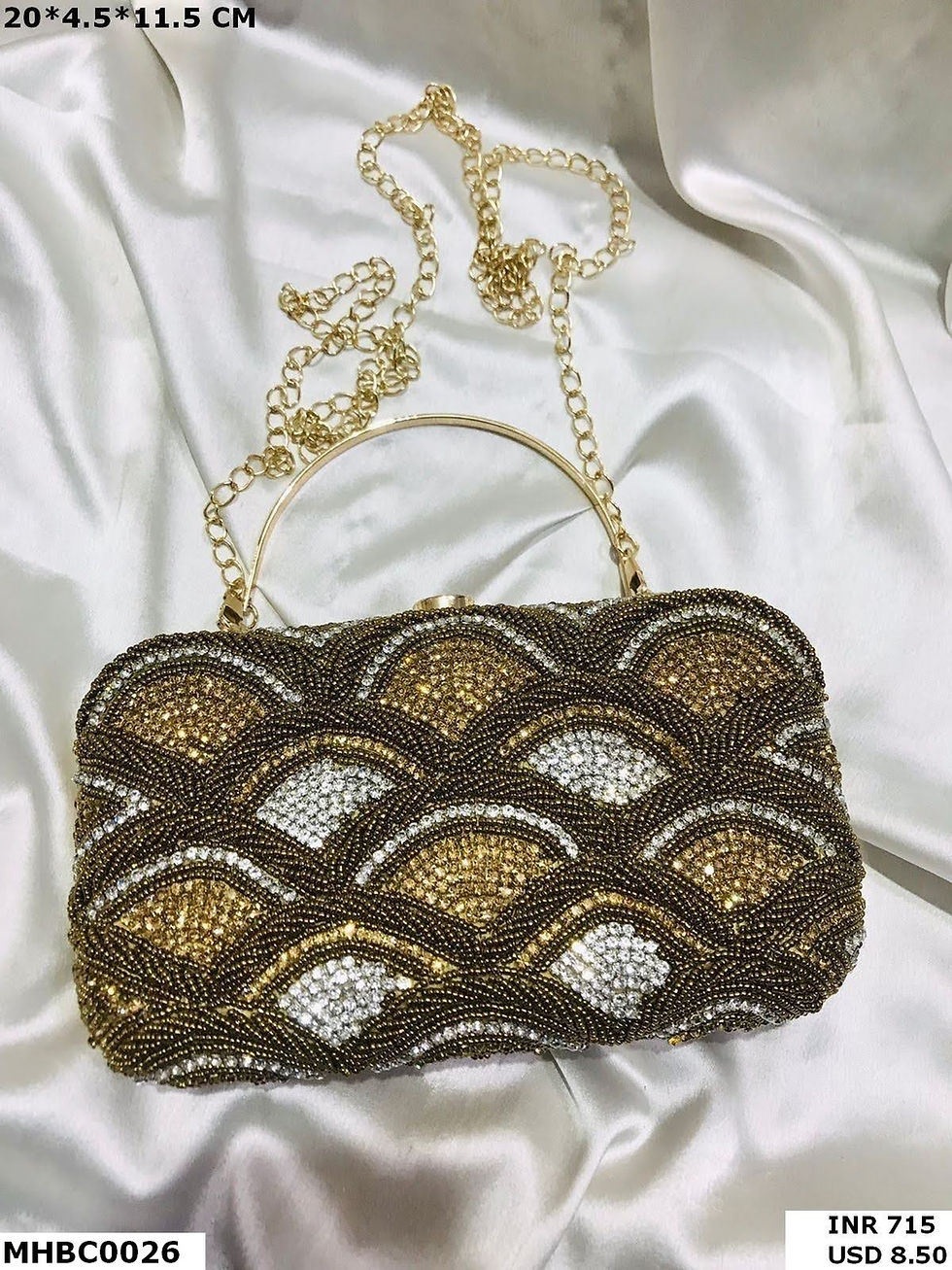 Thumbnail: Handcrafted Mirror Work Box Clutch for Special Occasions