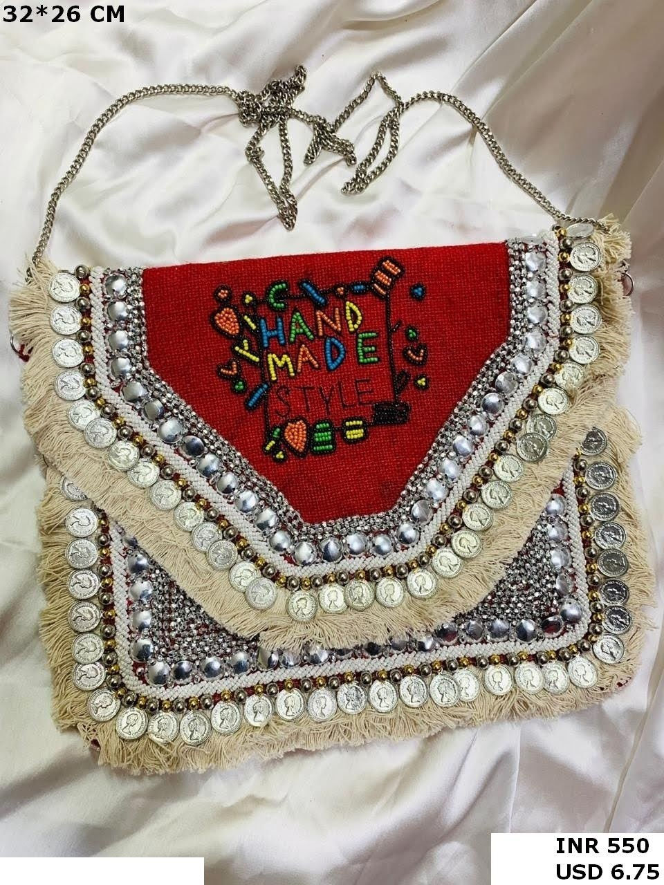 Thumbnail: Handmade Banjara Boho Beaded Clutch Bag