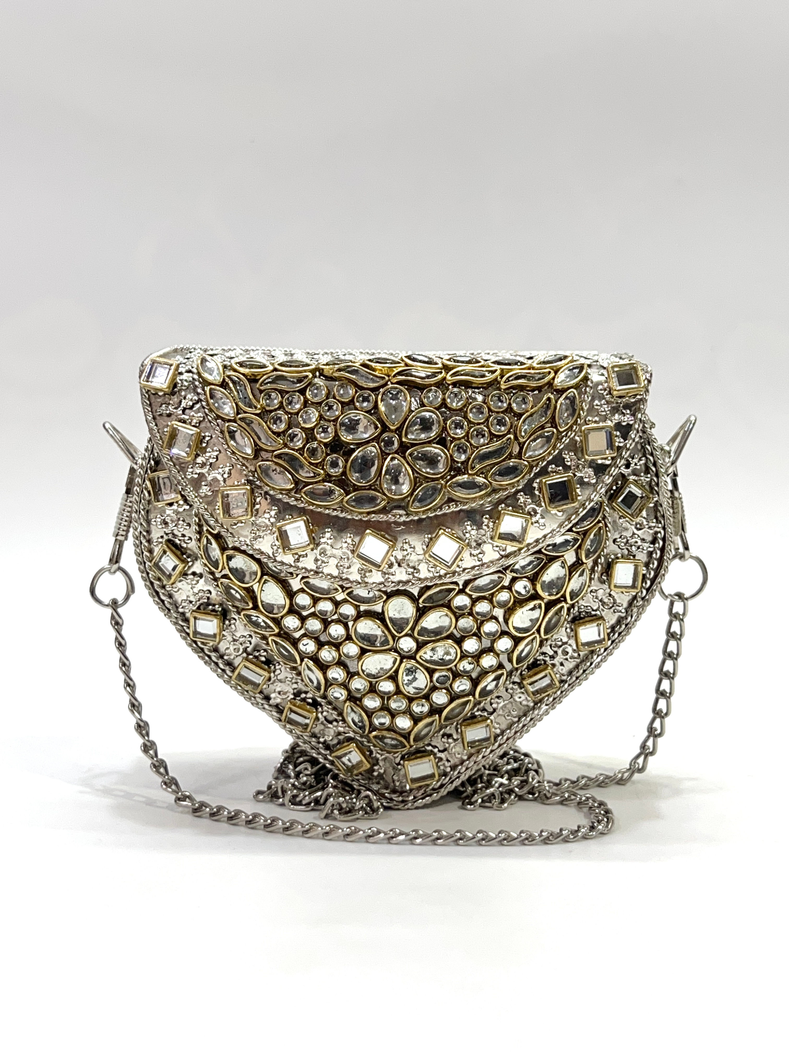 Midnight Majesty Kundan Clutch