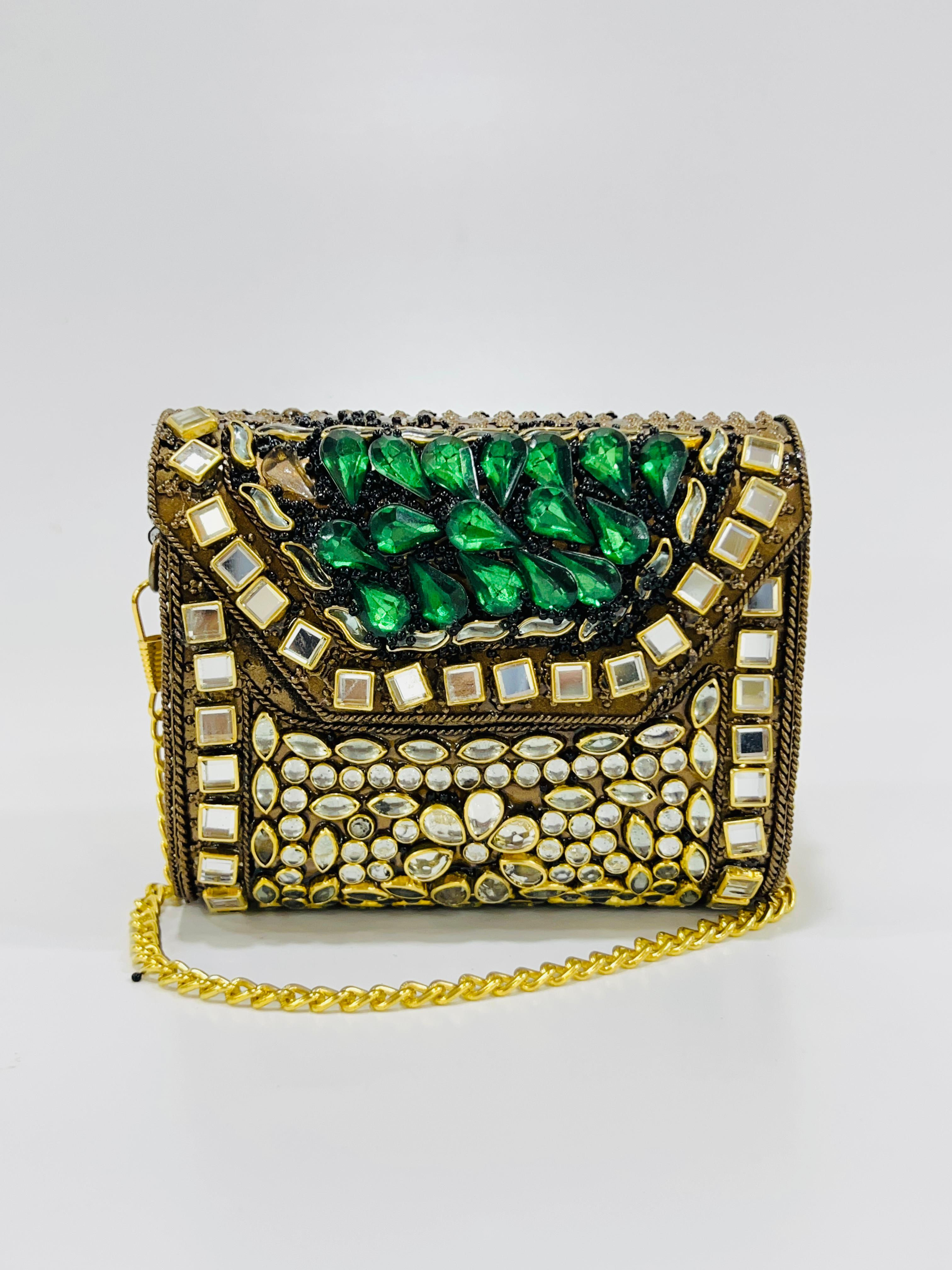 Dazzling Handmade Kundan Mosaic Cocktail Bag
