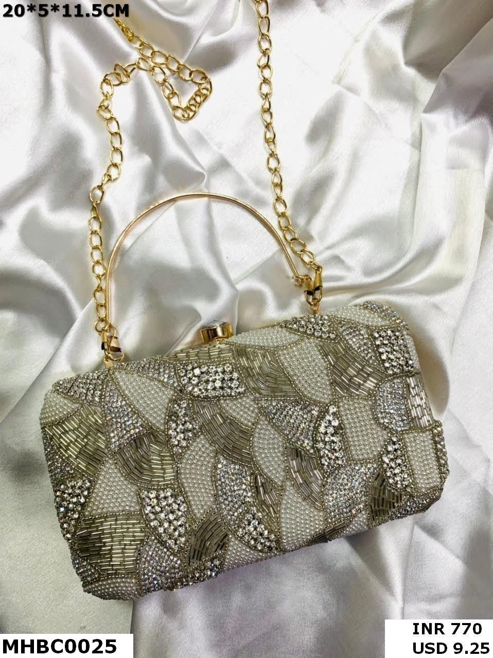 Thumbnail: Chic Pearl Embellished Evening Box Clutch