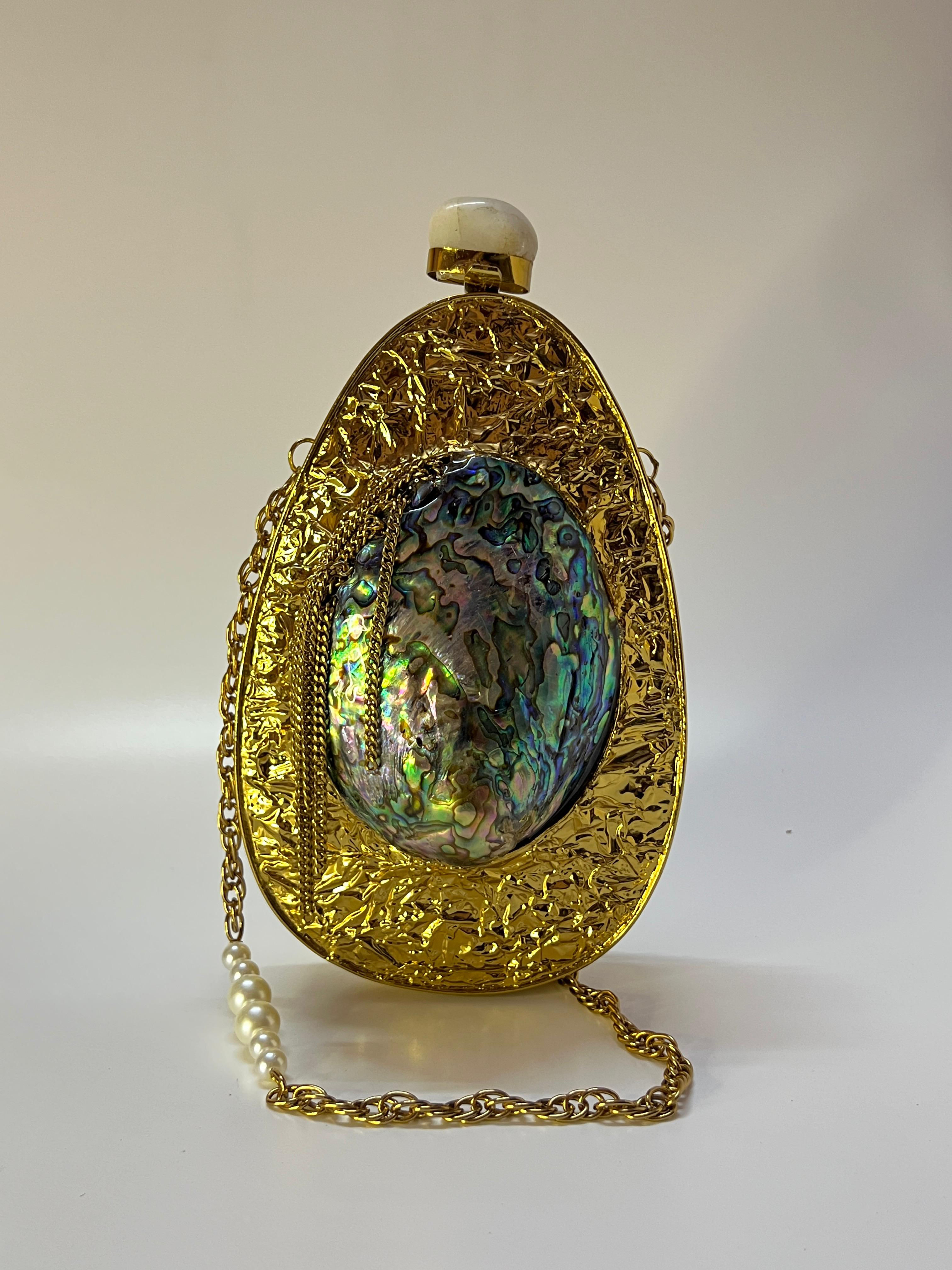 Handcrafted Brass Clutch with MOP Finish – Unique Designer Bag