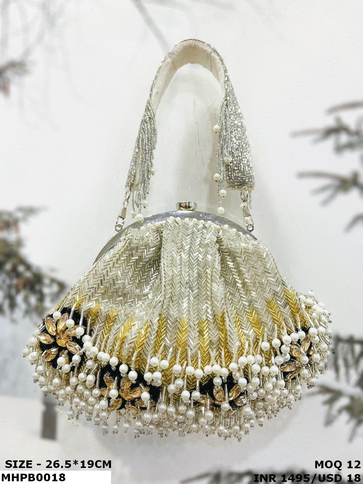 Pearl & Crystal Potli Batua – Handcrafted Ethnic Party Bag