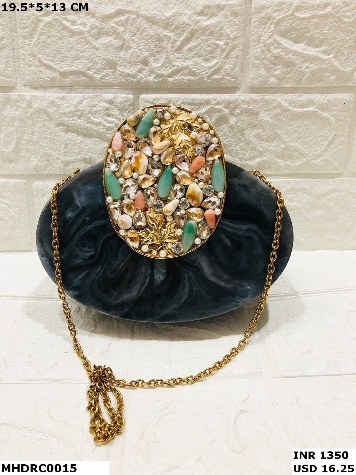 Pearlescent Resin Clutch Bag – Handmade Evening Box Purse